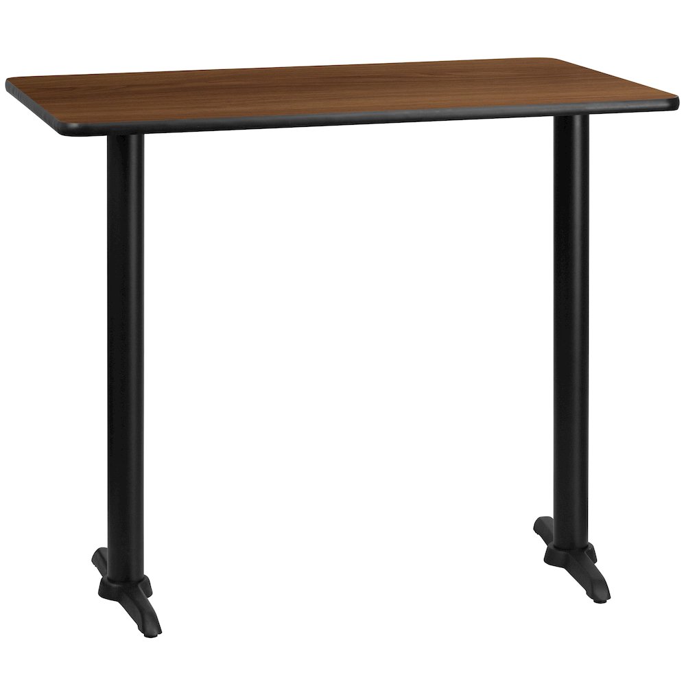 30'' x 48'' Rectangular Walnut Table Top with 5'' x 22'' Bar Height Table Bases. Picture 4