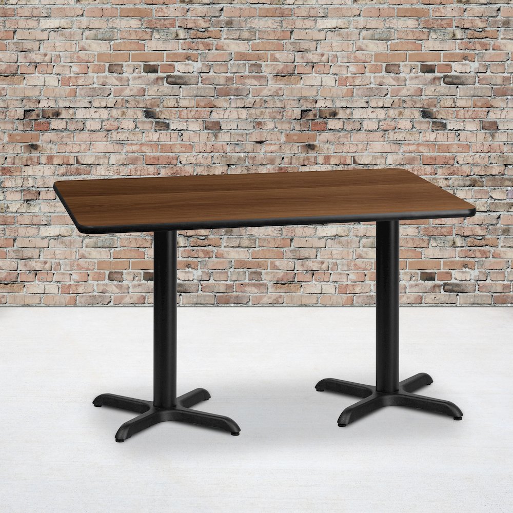 30'' x 60'' Rectangular Walnut Table Top with 22'' x 22'' Table Height Bases. Picture 2