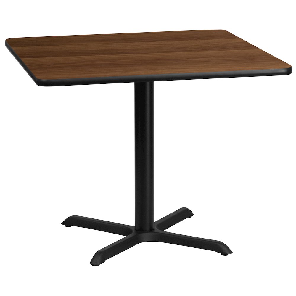 36'' Square Walnut Laminate Table Top with 30'' x 30'' Table Height Base. Picture 1