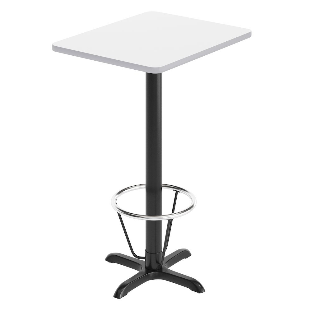 24'' x 30'' White Rectangular Laminate Table Top with Black Bar Height Base. Picture 1