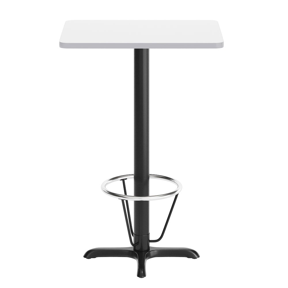 24'' x 30'' White Rectangular Laminate Table Top with Black Bar Height Base. Picture 8