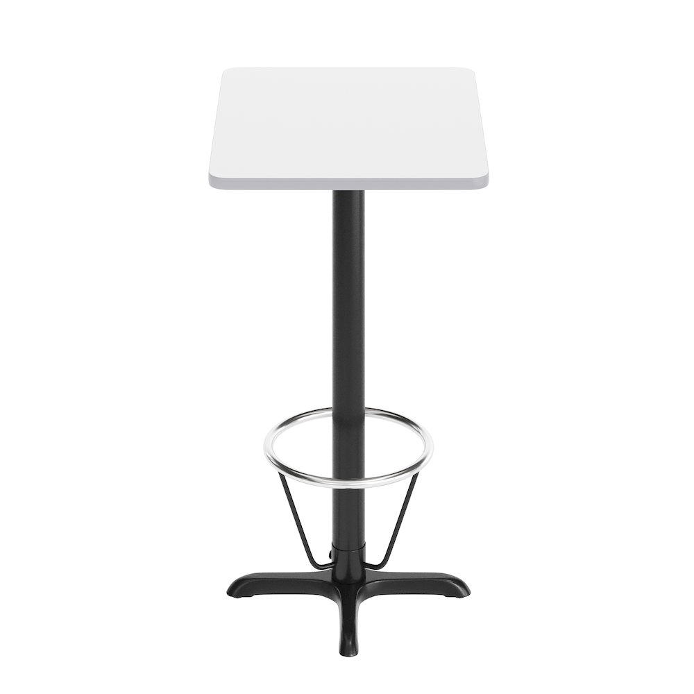 24'' x 30'' White Rectangular Laminate Table Top with Black Bar Height Base. Picture 7