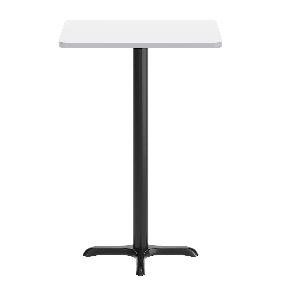 24'' x 30'' White Rectangular Laminate Table Top with Black Bar Height Base. Picture 8