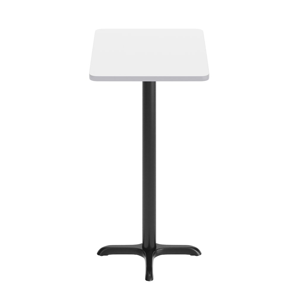 24'' x 30'' White Rectangular Laminate Table Top with Black Bar Height Base. Picture 7