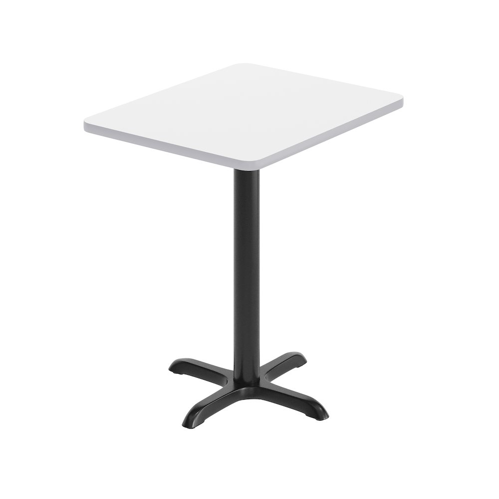 24'' x 30'' White Rectangular Laminate Table Top with Black Table Height Base. Picture 1