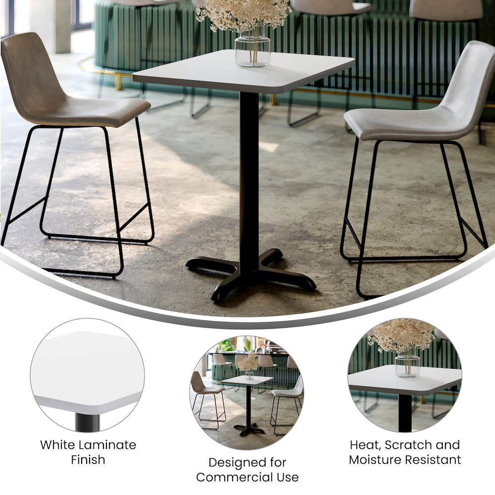24'' x 30'' White Rectangular Laminate Table Top with Black Table Height Base. Picture 4