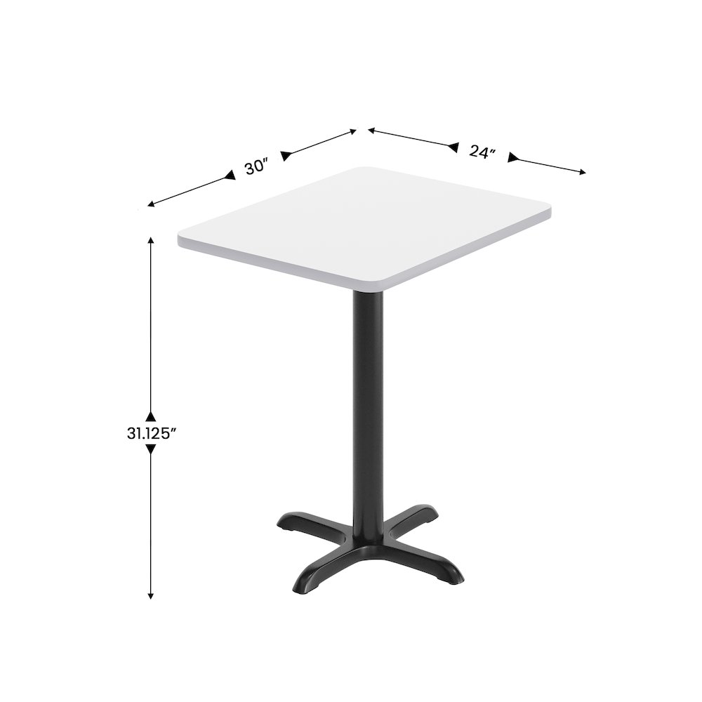 24'' x 30'' White Rectangular Laminate Table Top with Black Table Height Base. Picture 5