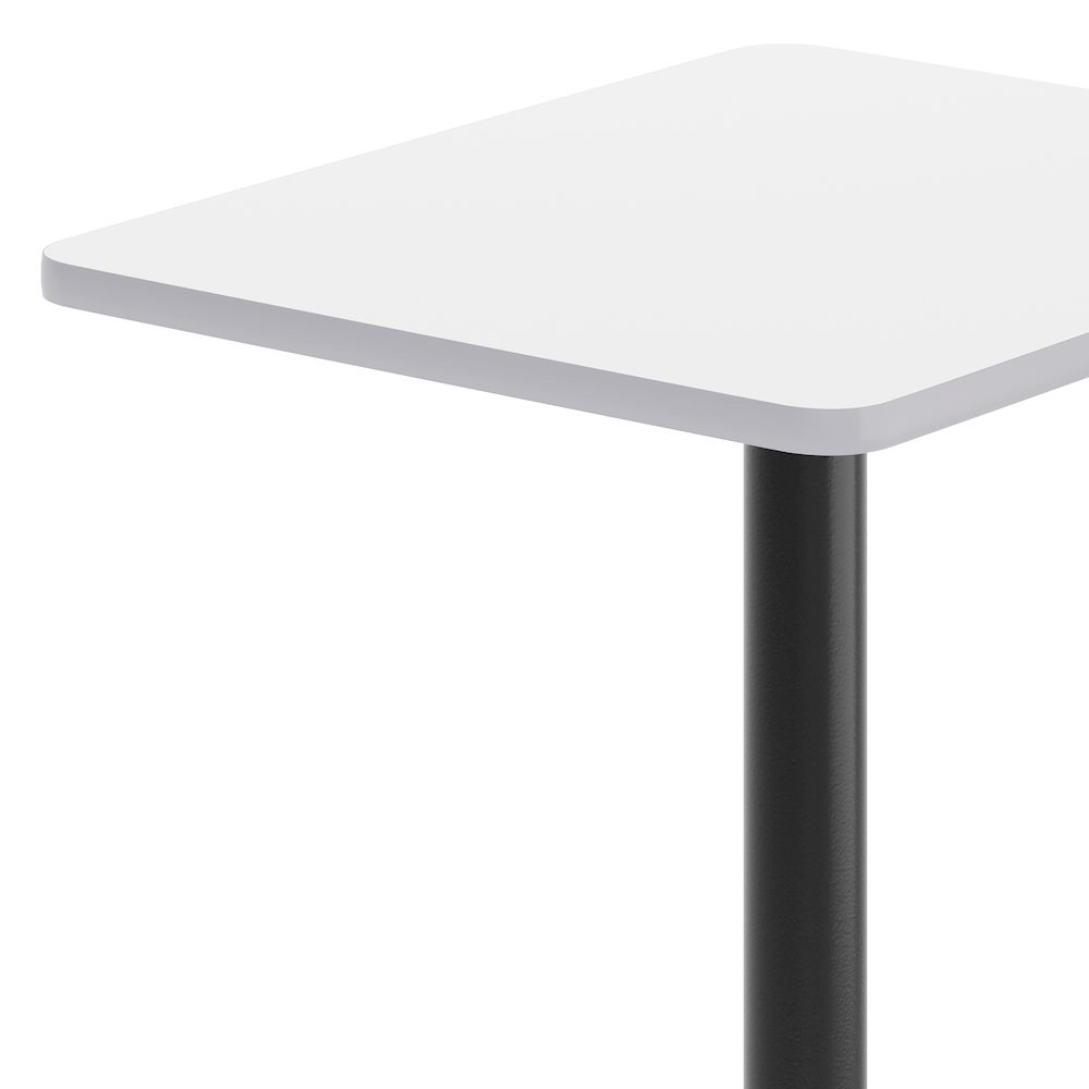 24'' x 30'' White Rectangular Laminate Table Top with Black Round Bar Table Base. Picture 6