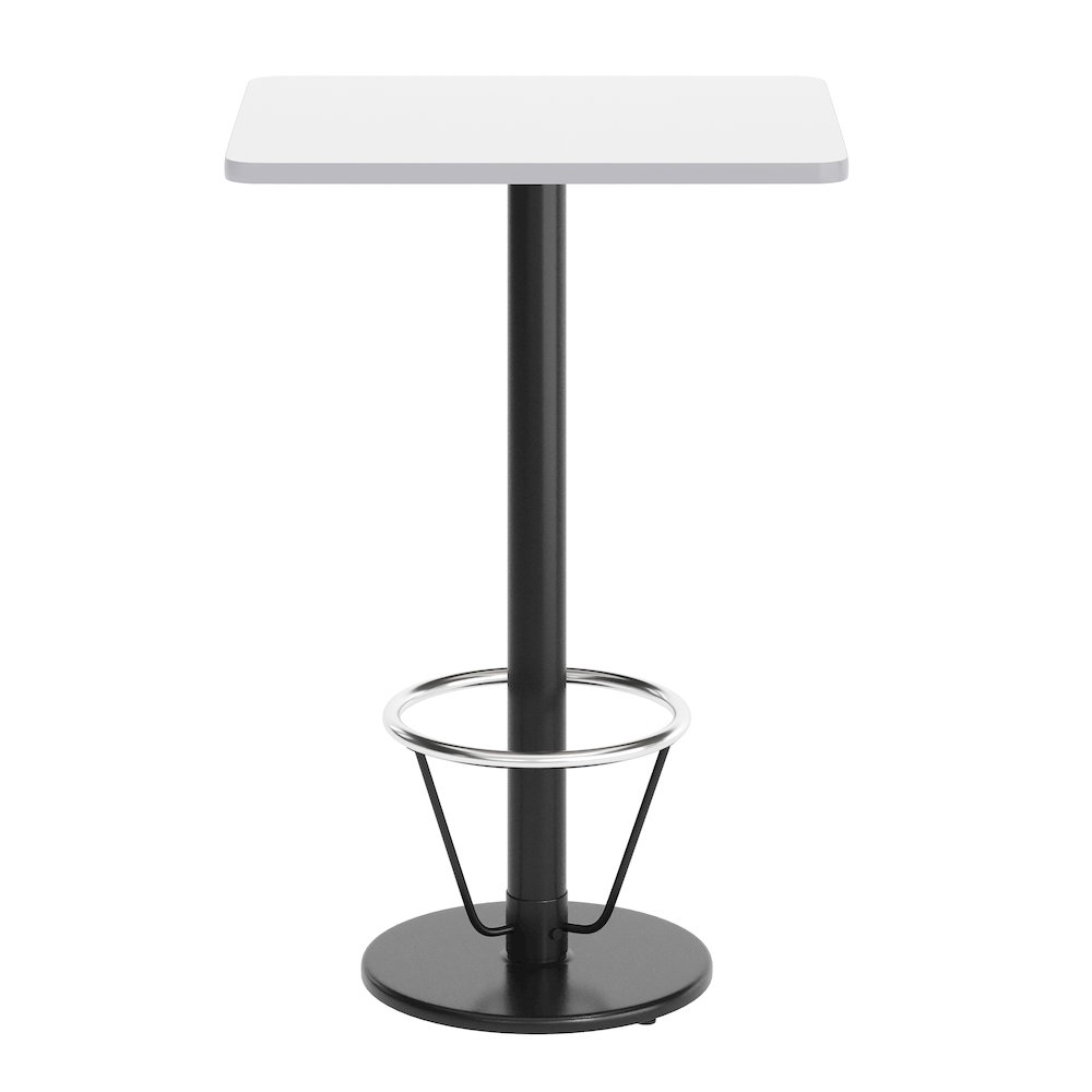 24'' x 30'' White Rectangular Laminate Table Top with Black Round Bar Table Base. Picture 8
