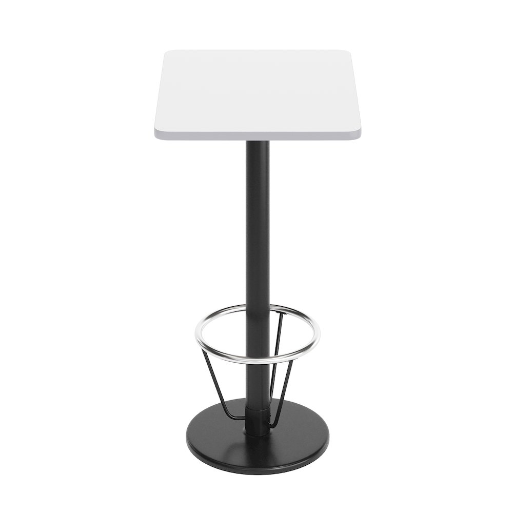 24'' x 30'' White Rectangular Laminate Table Top with Black Round Bar Table Base. Picture 7