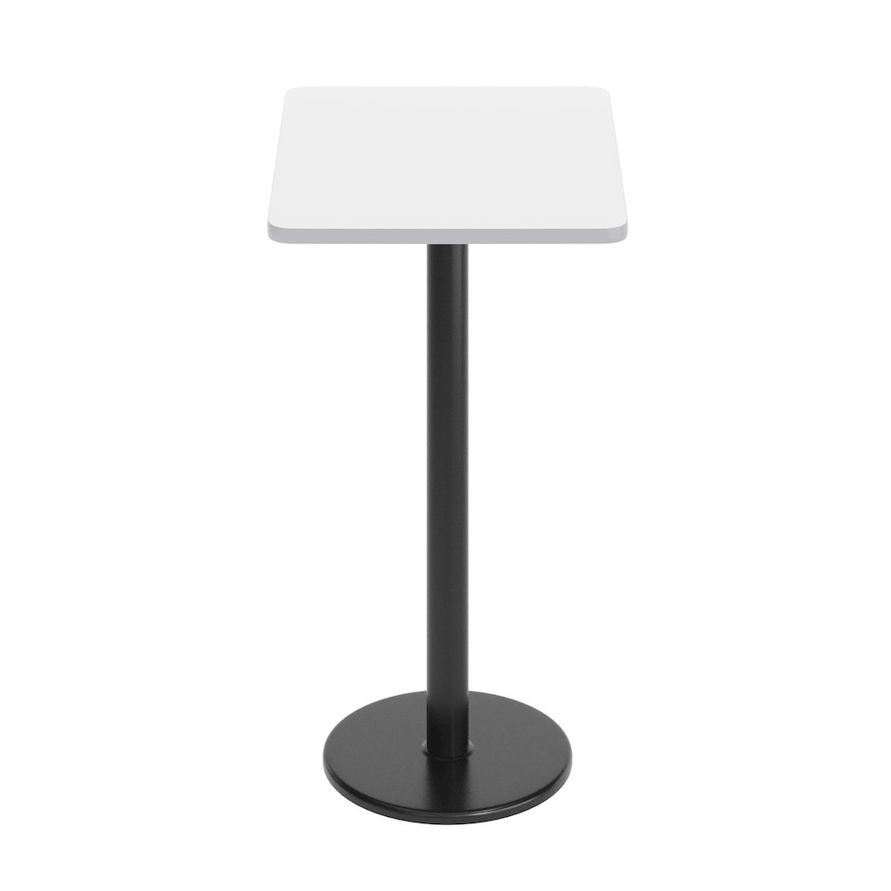 24'' x 30'' White Rectangular Laminate Table Top with Black Round Bar Table Base. Picture 7