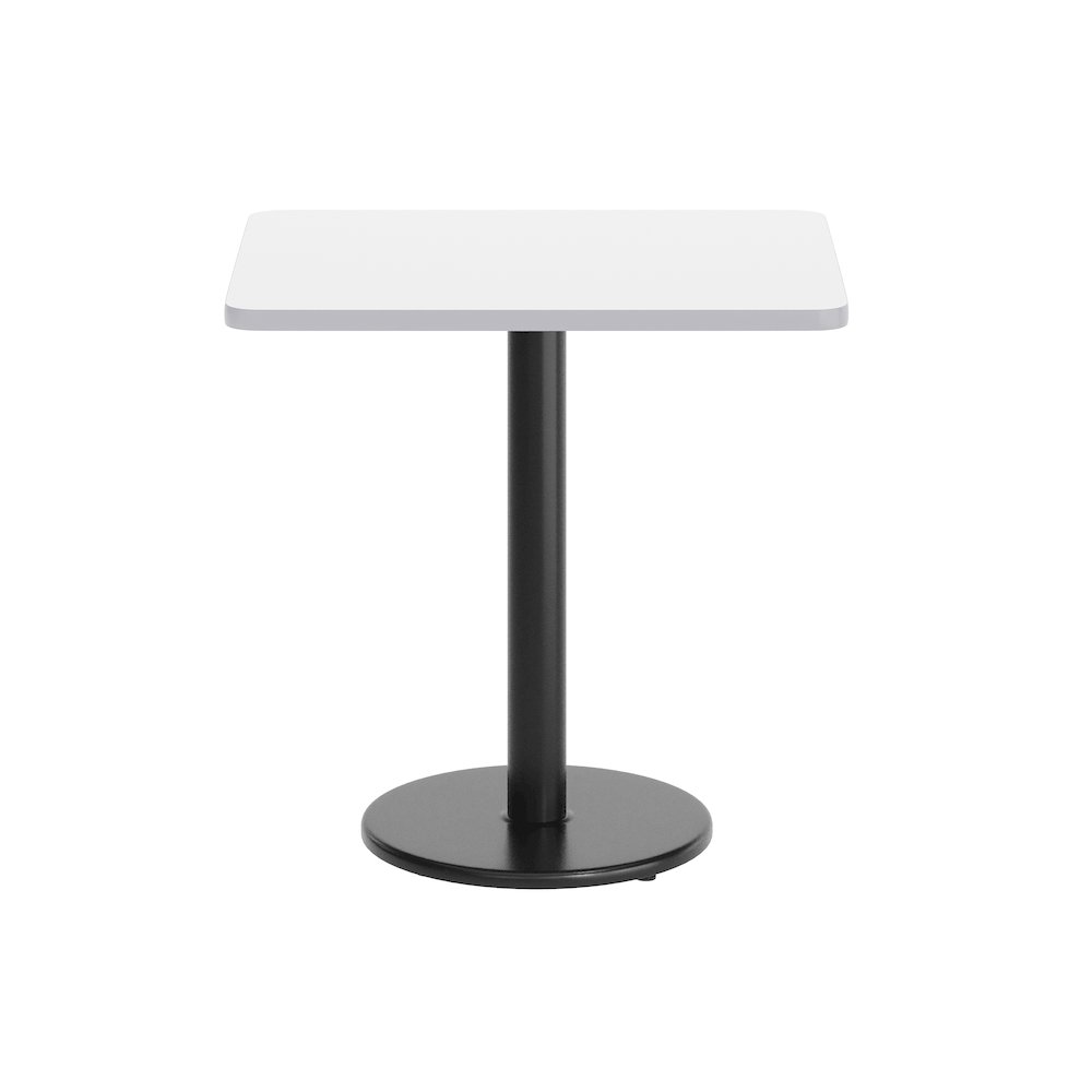 24'' x 30'' White Rectangular Laminate Table Top with Black Round Table Base. Picture 8