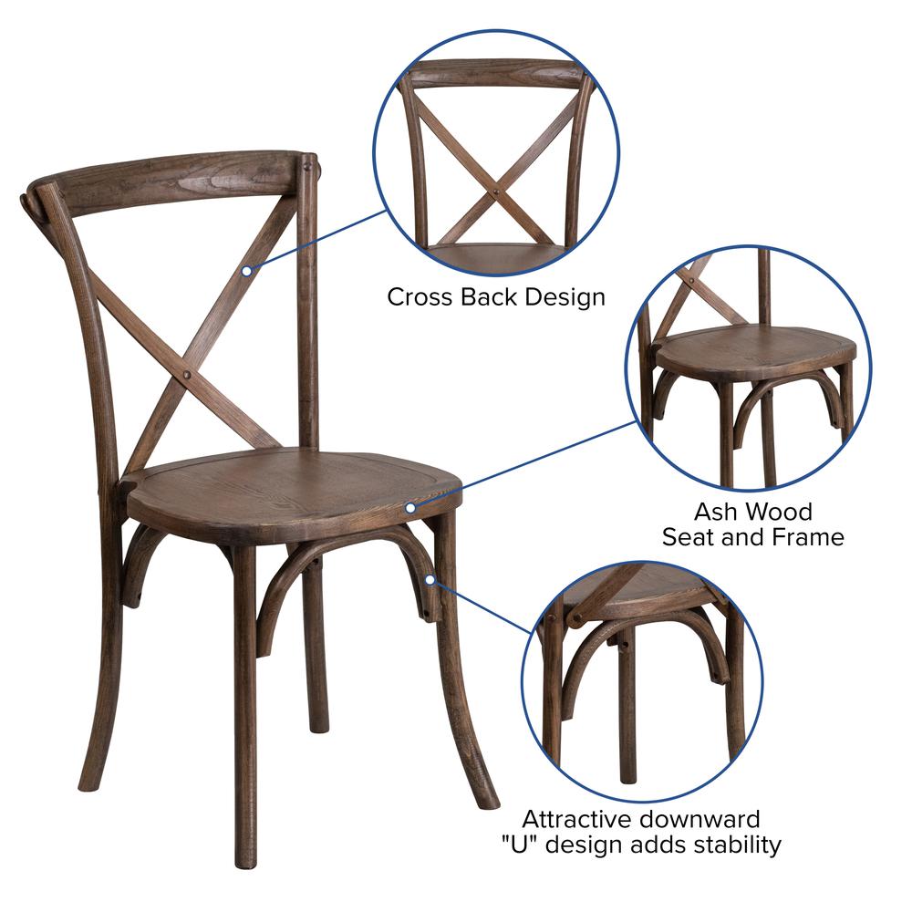 Stackable Early American Wood Cross Back Chair. Picture 6