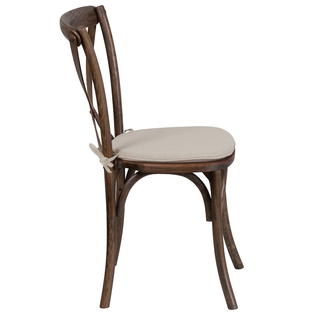 Stackable Early American Wood Cross Back Chair with Cushion. Picture 9