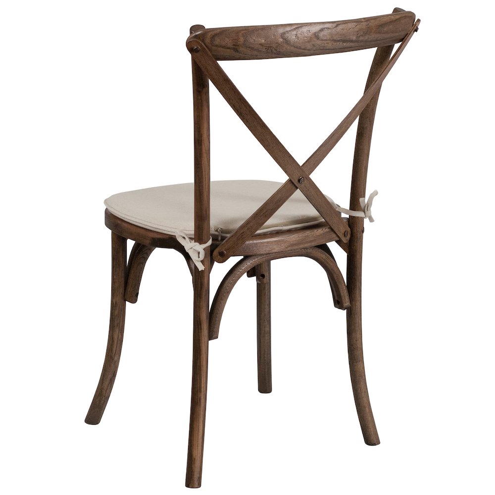 Stackable Early American Wood Cross Back Chair with Cushion. Picture 7