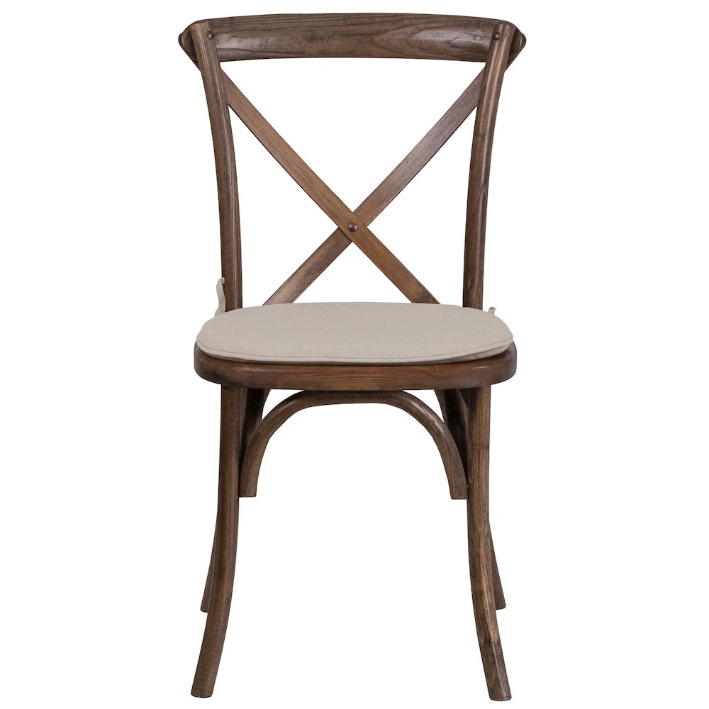 Stackable Early American Wood Cross Back Chair with Cushion. Picture 10