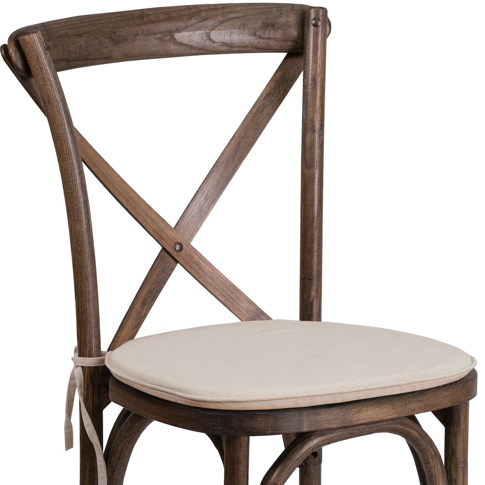 Stackable Early American Wood Cross Back Chair with Cushion. Picture 8
