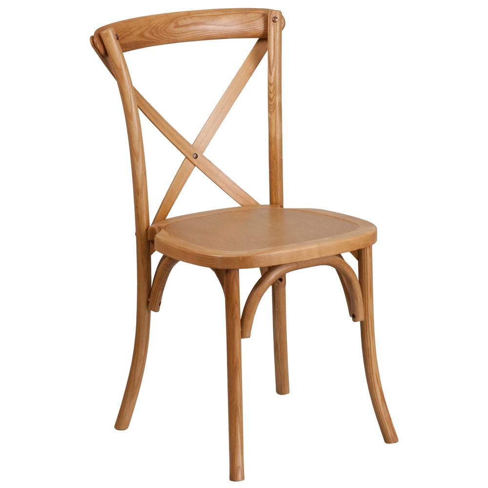 Stackable Oak Wood Cross Back Chair. Picture 1