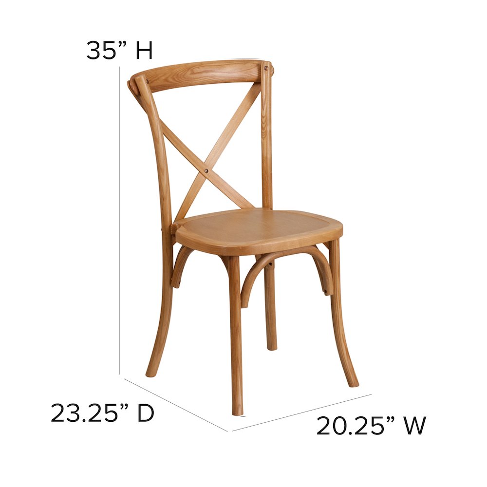 Stackable Oak Wood Cross Back Chair. Picture 6