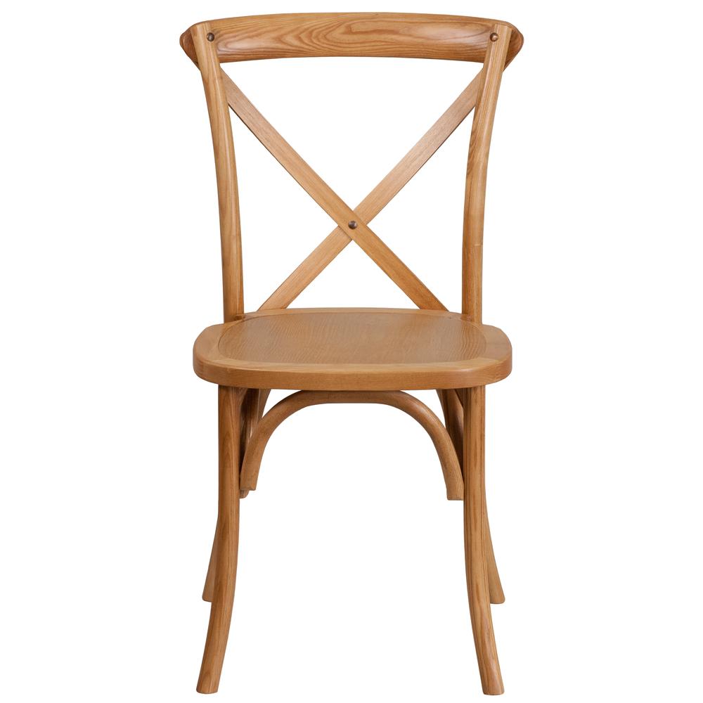 Stackable Oak Wood Cross Back Chair. Picture 4