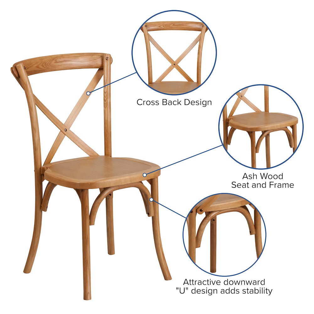Stackable Oak Wood Cross Back Chair. Picture 5
