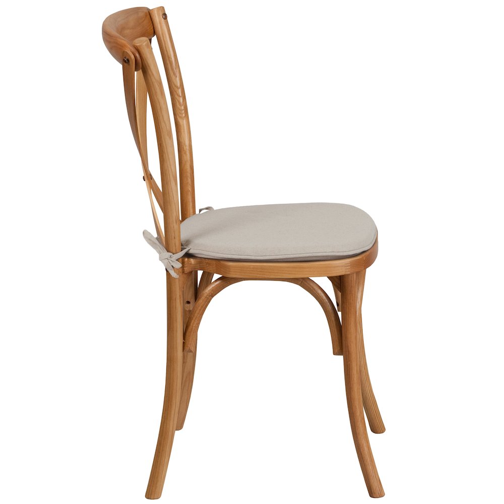 Stackable Oak Wood Cross Back Chair with Cushion. Picture 5