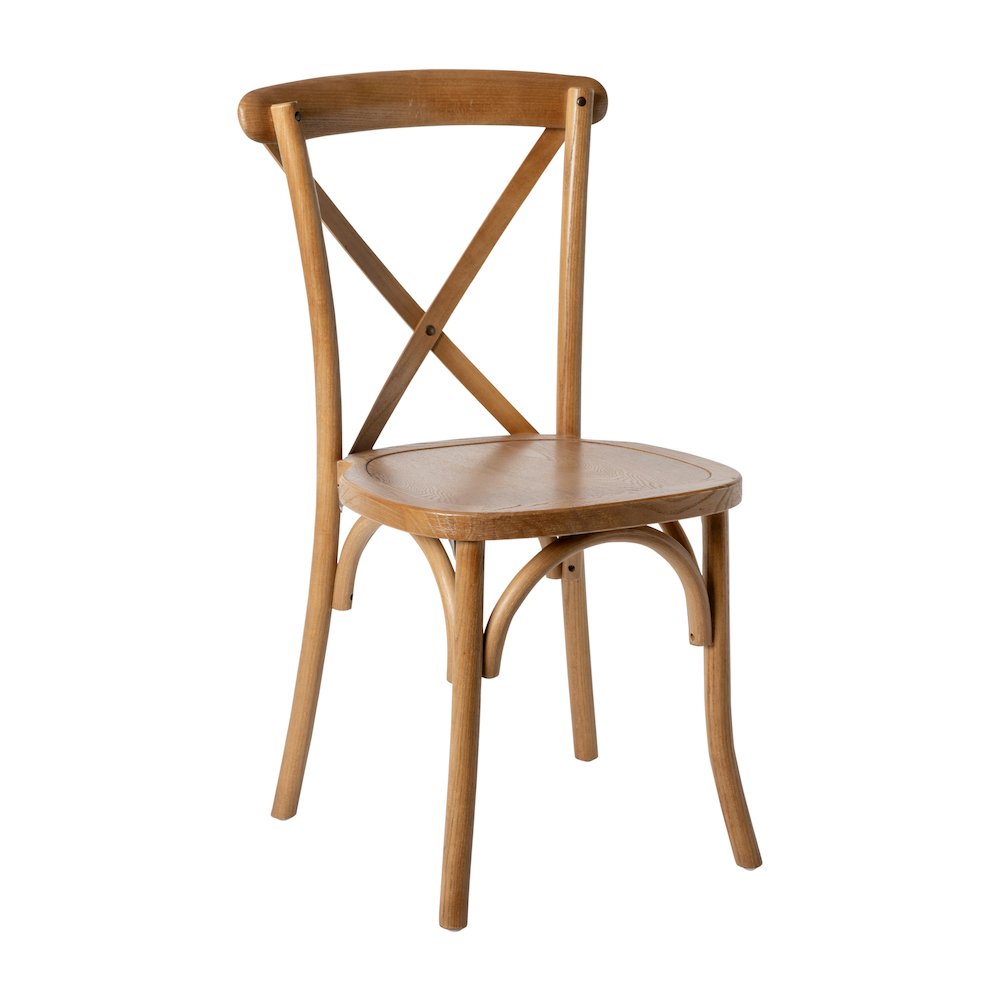 Stackable Pecan Wood Cross Back Chair. Picture 1