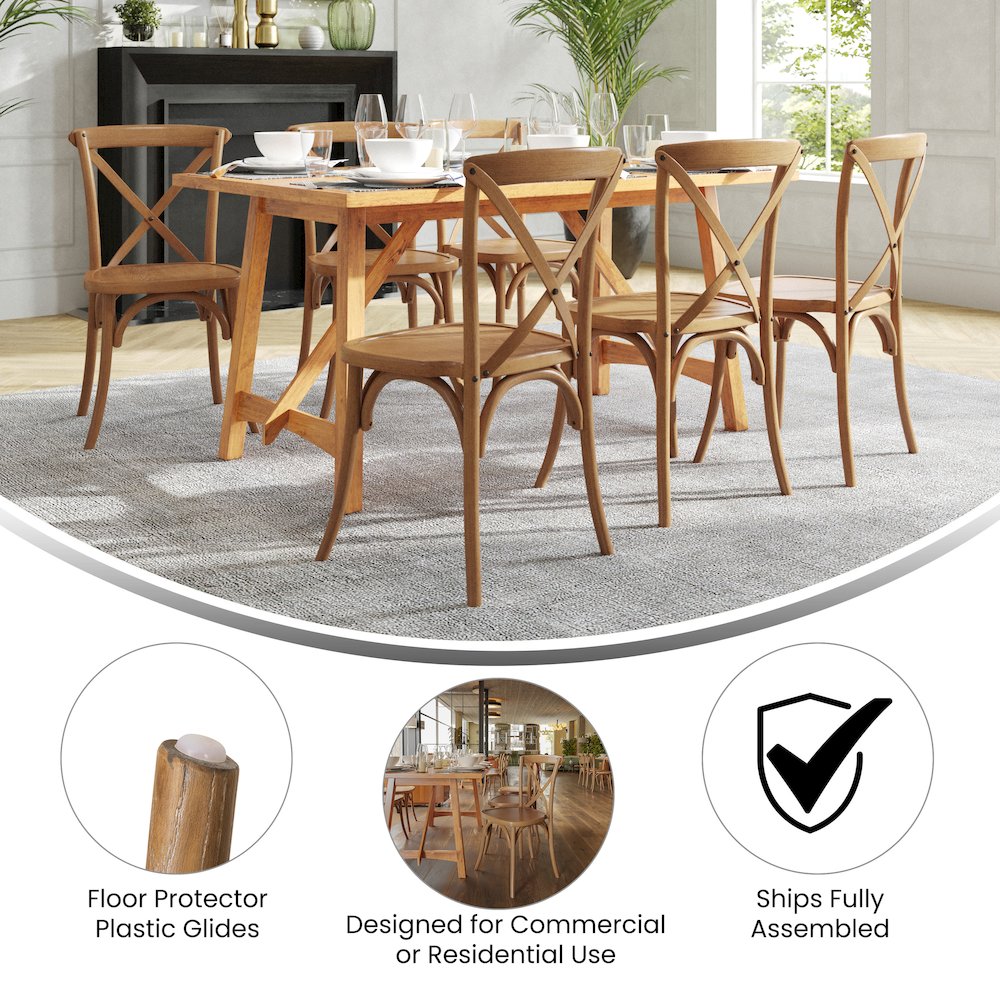 Stackable Pecan Wood Cross Back Chair. Picture 3