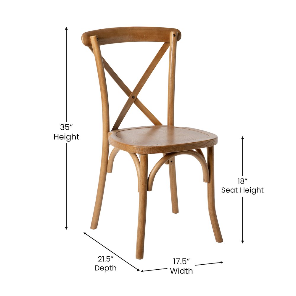 Stackable Pecan Wood Cross Back Chair. Picture 4