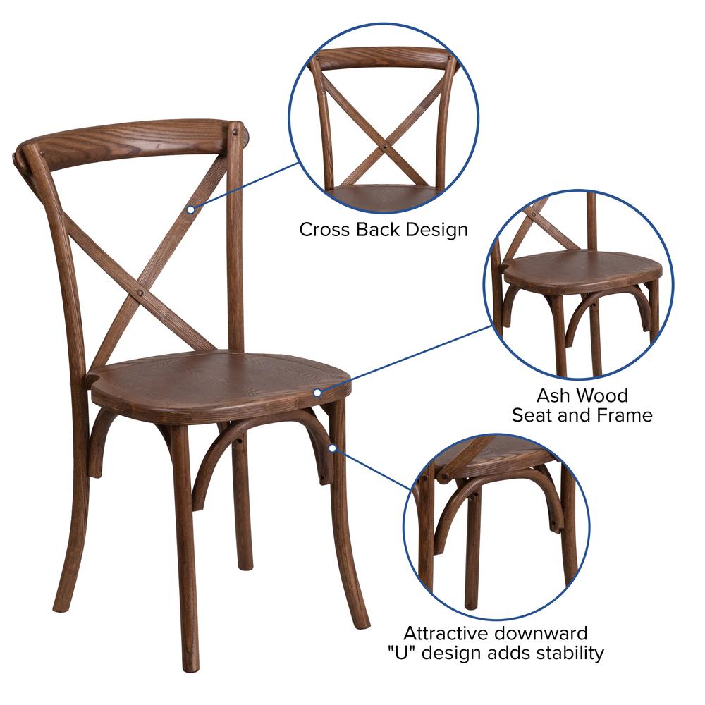 Stackable Pecan Wood Cross Back Chair. Picture 6