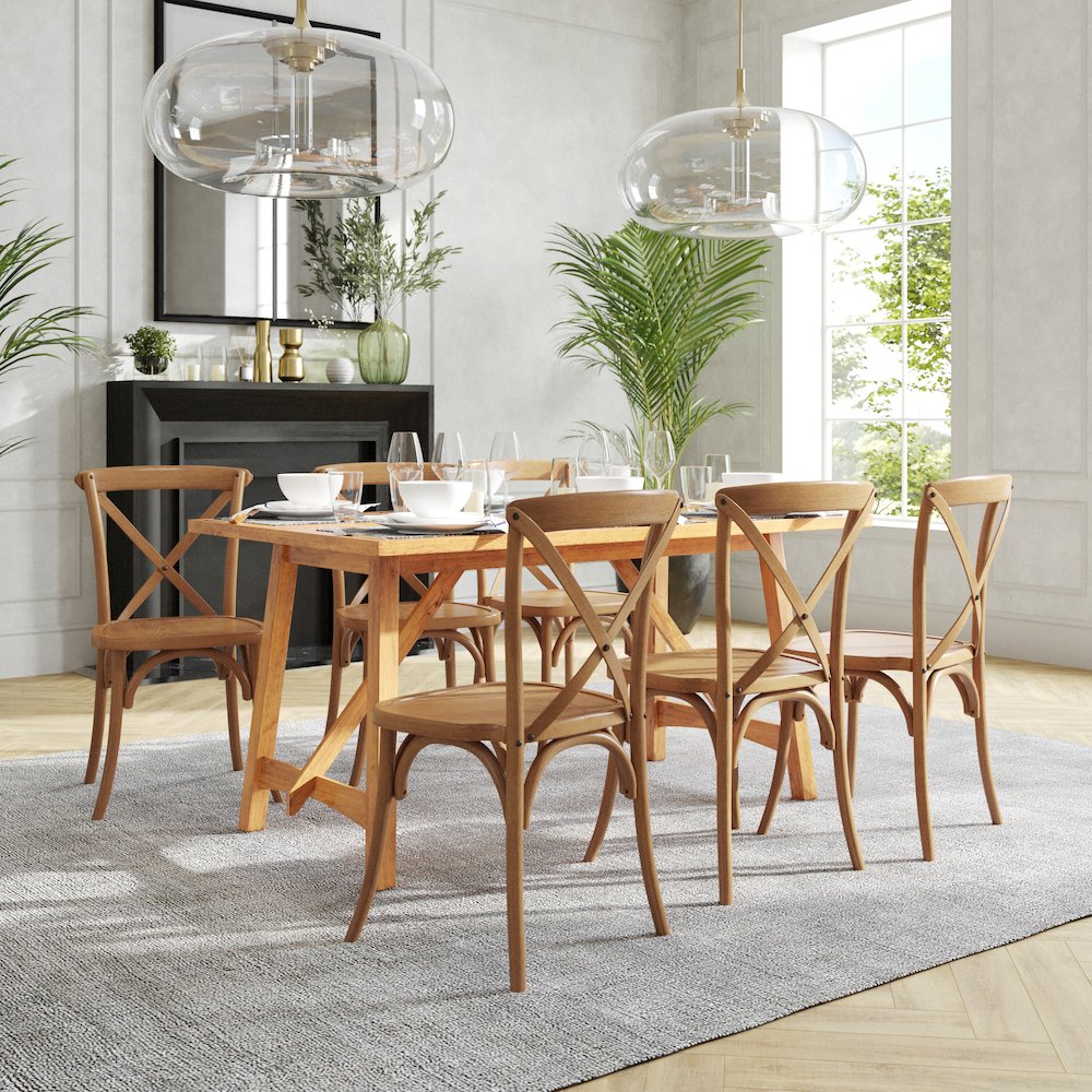 Stackable Pecan Wood Cross Back Chair. Picture 5