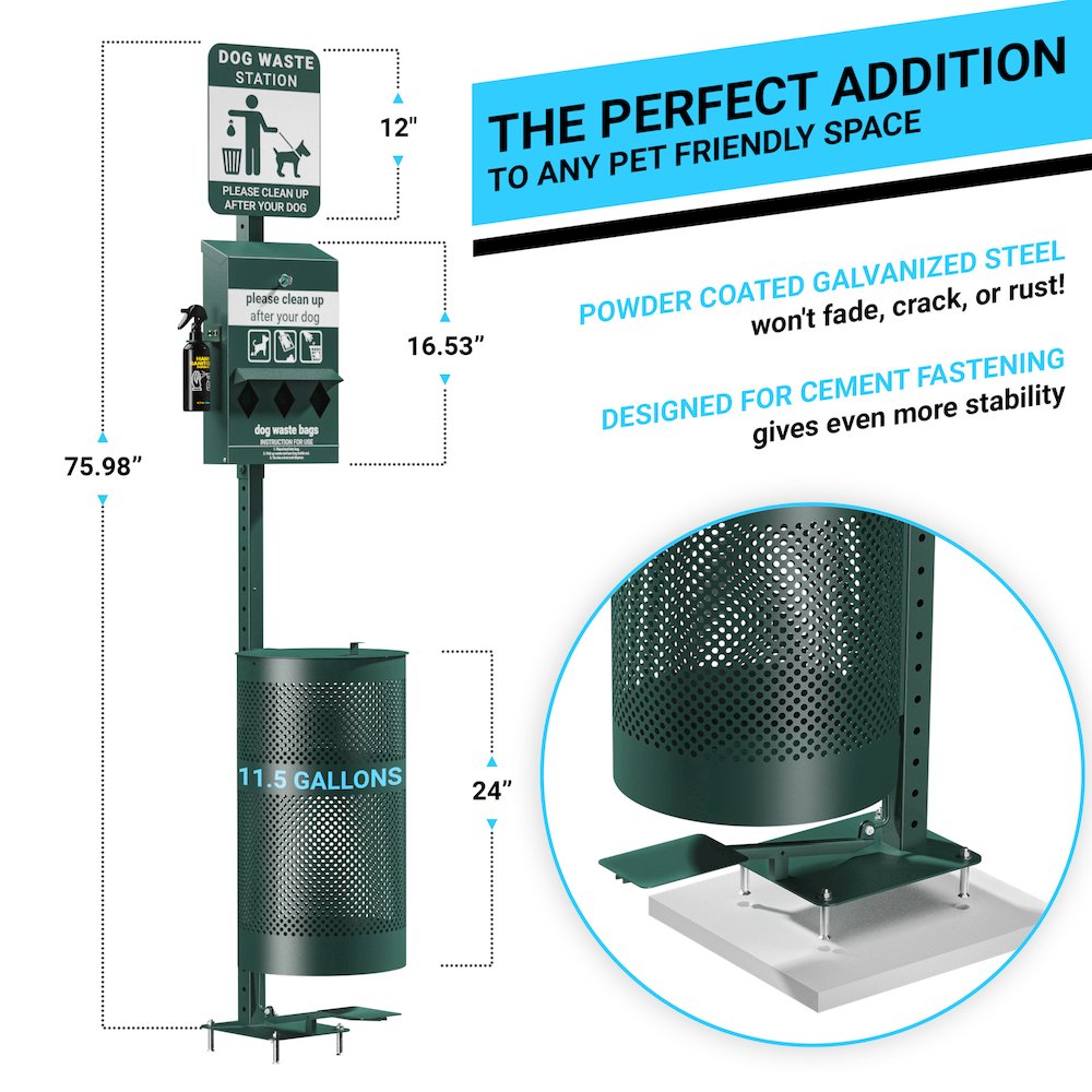 Pet Waste Station with Lidded Pedal Trash Can. Picture 6
