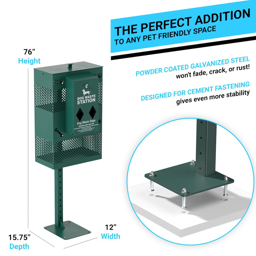 Pet Waste Station with Rectangular Lidded Trash Can. Picture 7