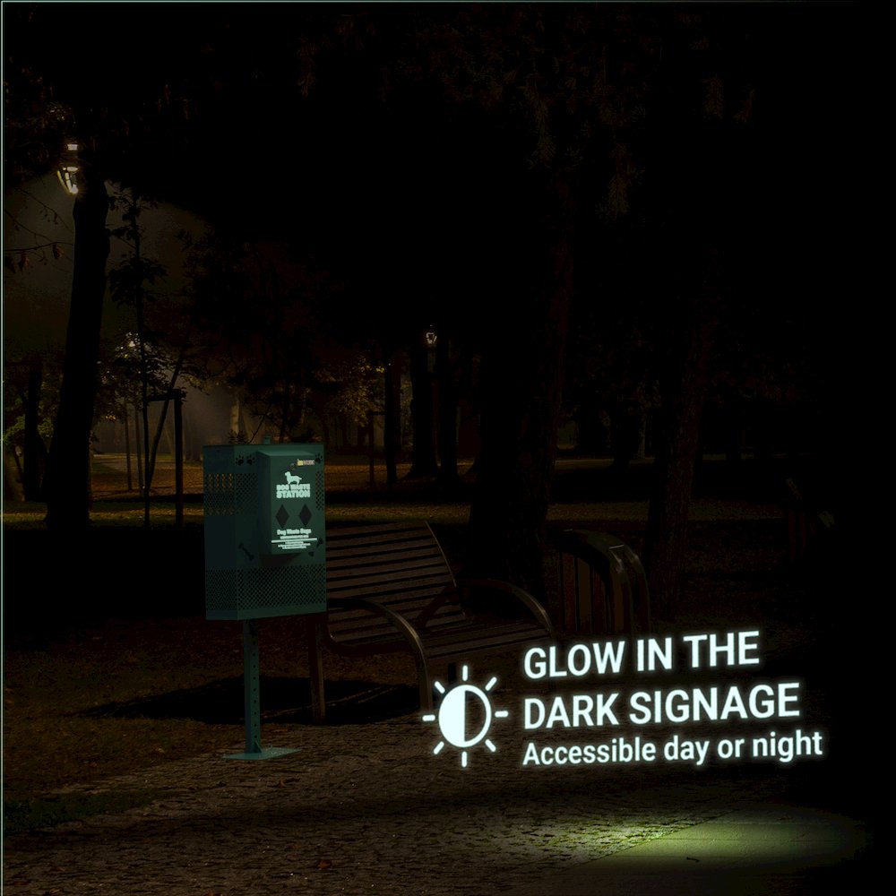 Pet Waste Station with Rectangular Lidded Trash Can. Picture 8