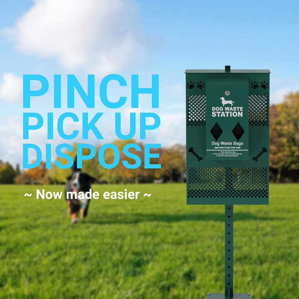 Pet Waste Station with Rectangular Lidded Trash Can. Picture 3