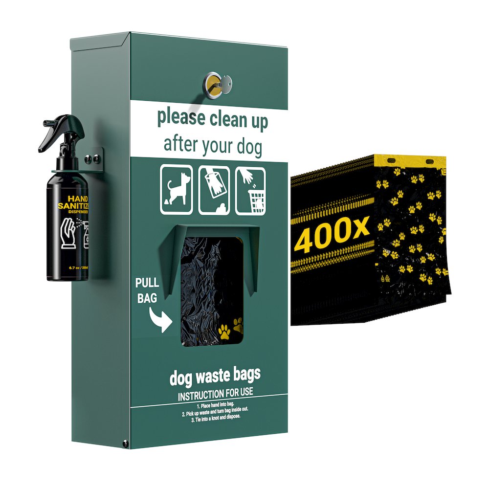 Pet Waste Bag Dispenser with Hand Sanitizer Bottle. Picture 1