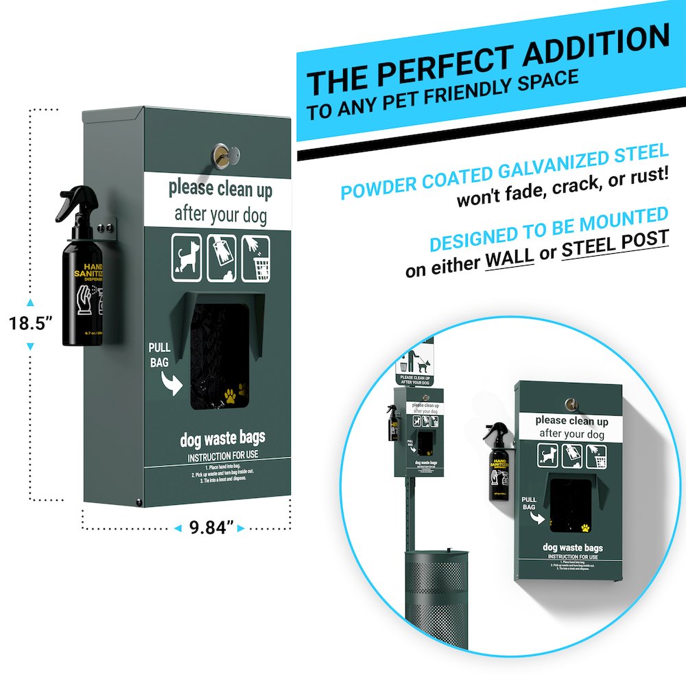 Pet Waste Bag Dispenser with Hand Sanitizer Bottle. Picture 7