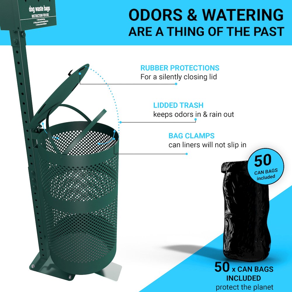 Pet Waste Station with Lidded Pedal Trash Can. Picture 5