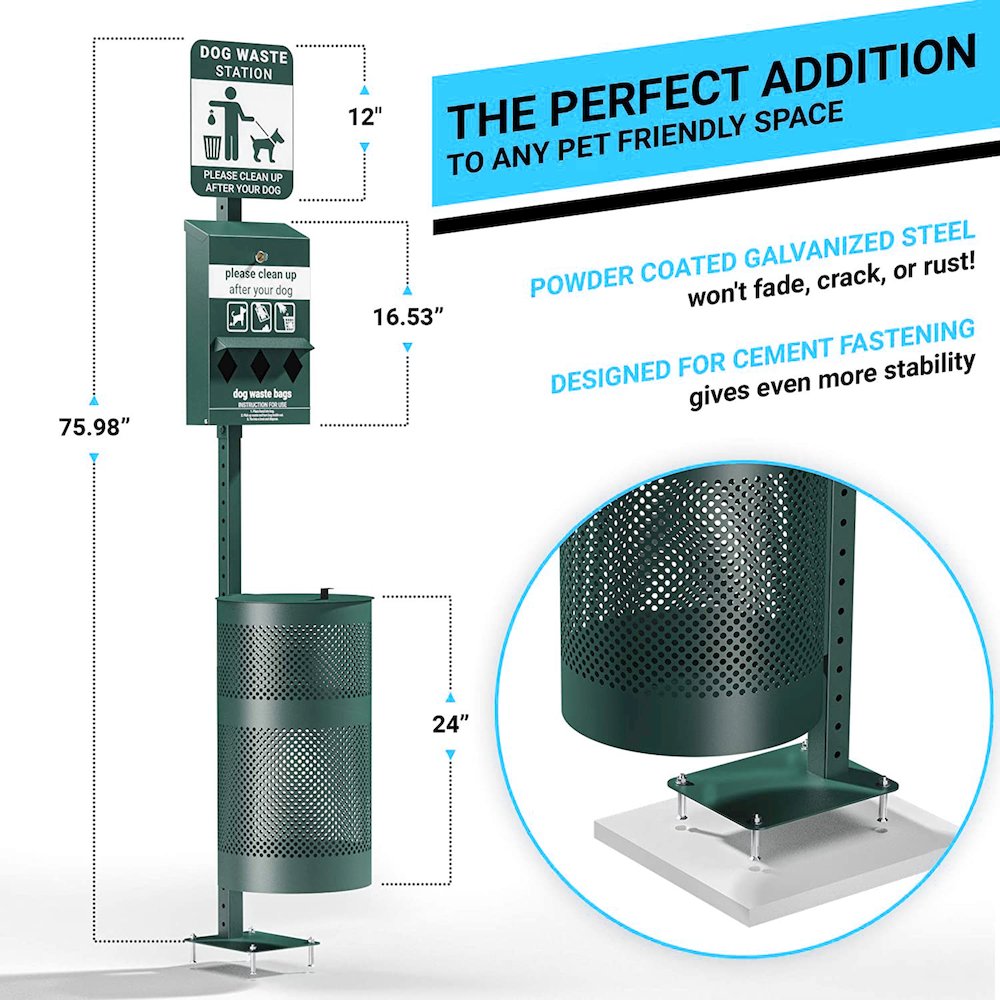 Pet Waste Station with Lidded Trash Can. Picture 7