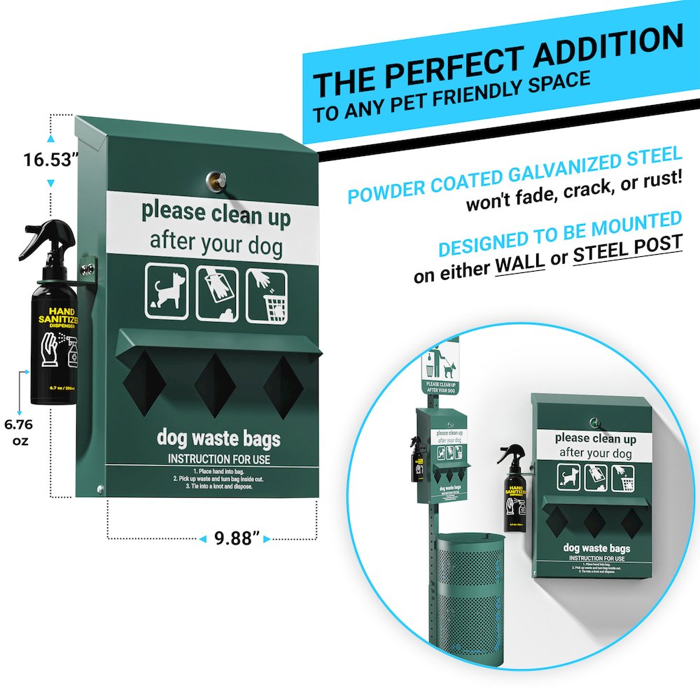 Pet Waste Bag Dispenser with Hand Sanitizer Bottle. Picture 7