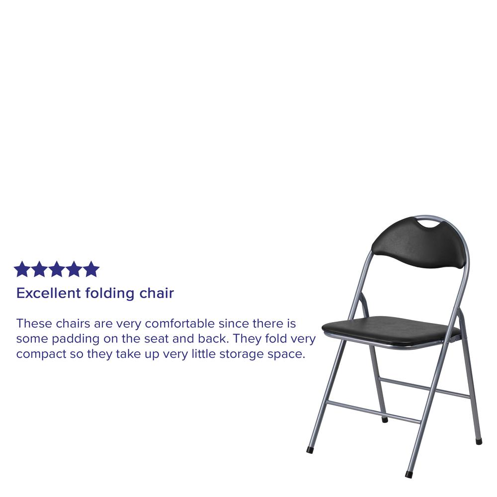 Black Vinyl Metal Folding Chair with Carrying Handle. Picture 17