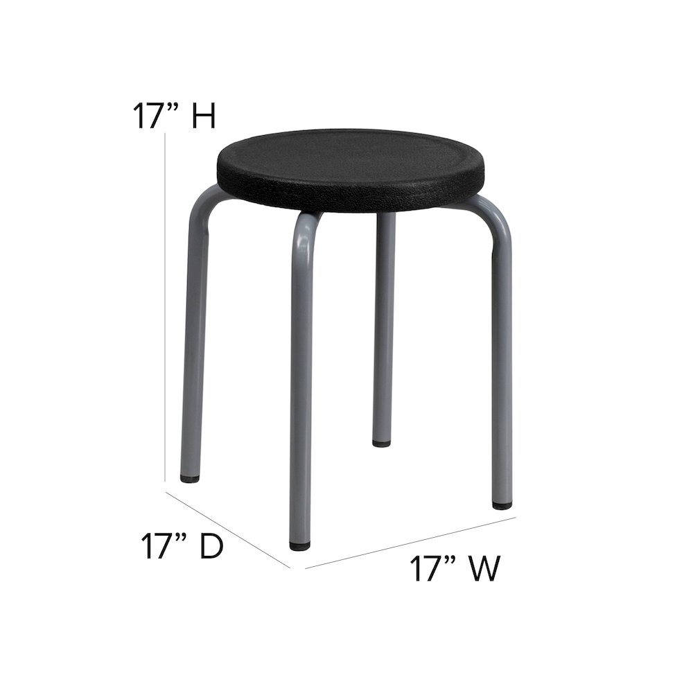 Stackable Stool with Black Seat and Silver Powder Coated Frame. Picture 5