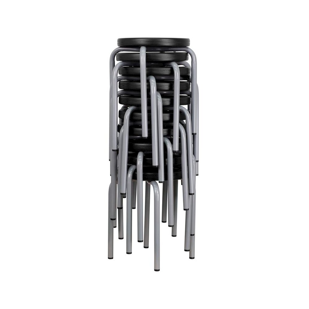 Stackable Stool with Black Seat and Silver Powder Coated Frame. Picture 6
