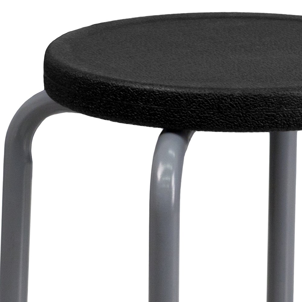 Stackable Stool with Black Seat and Silver Powder Coated Frame. Picture 7