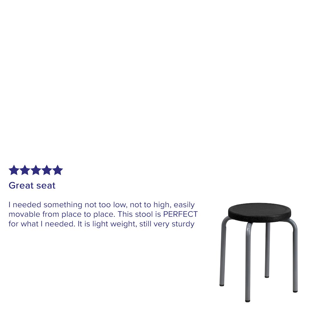 Stackable Stool with Black Seat and Silver Powder Coated Frame. Picture 4