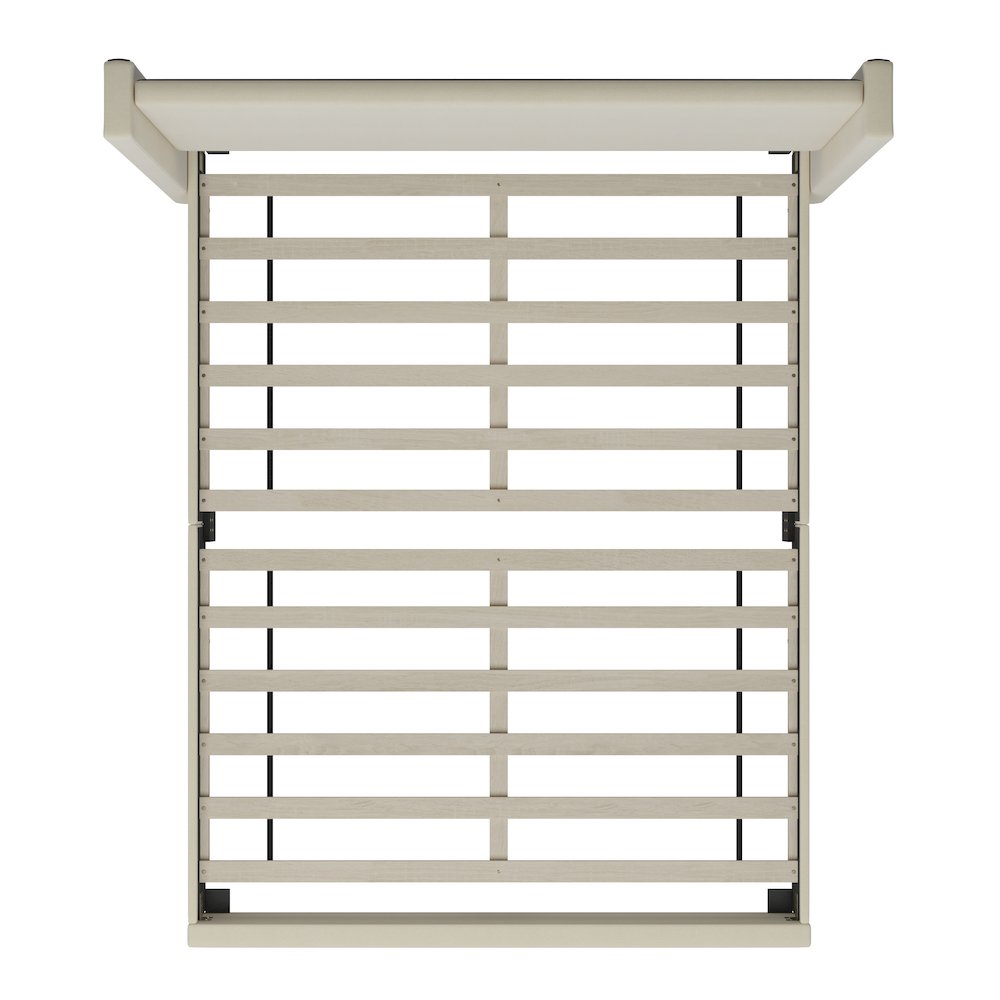 Full Upholstered Platform Bed with Channel Stitched Wingback Headboard, Beige. Picture 11