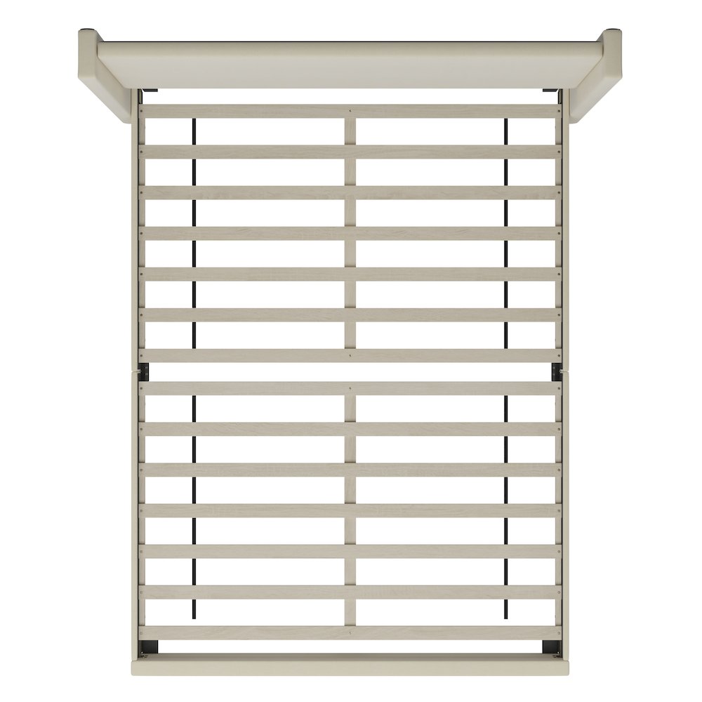 Queen Upholstered Platform Bed with Channel Stitched Wingback Headboard, Beige. Picture 11