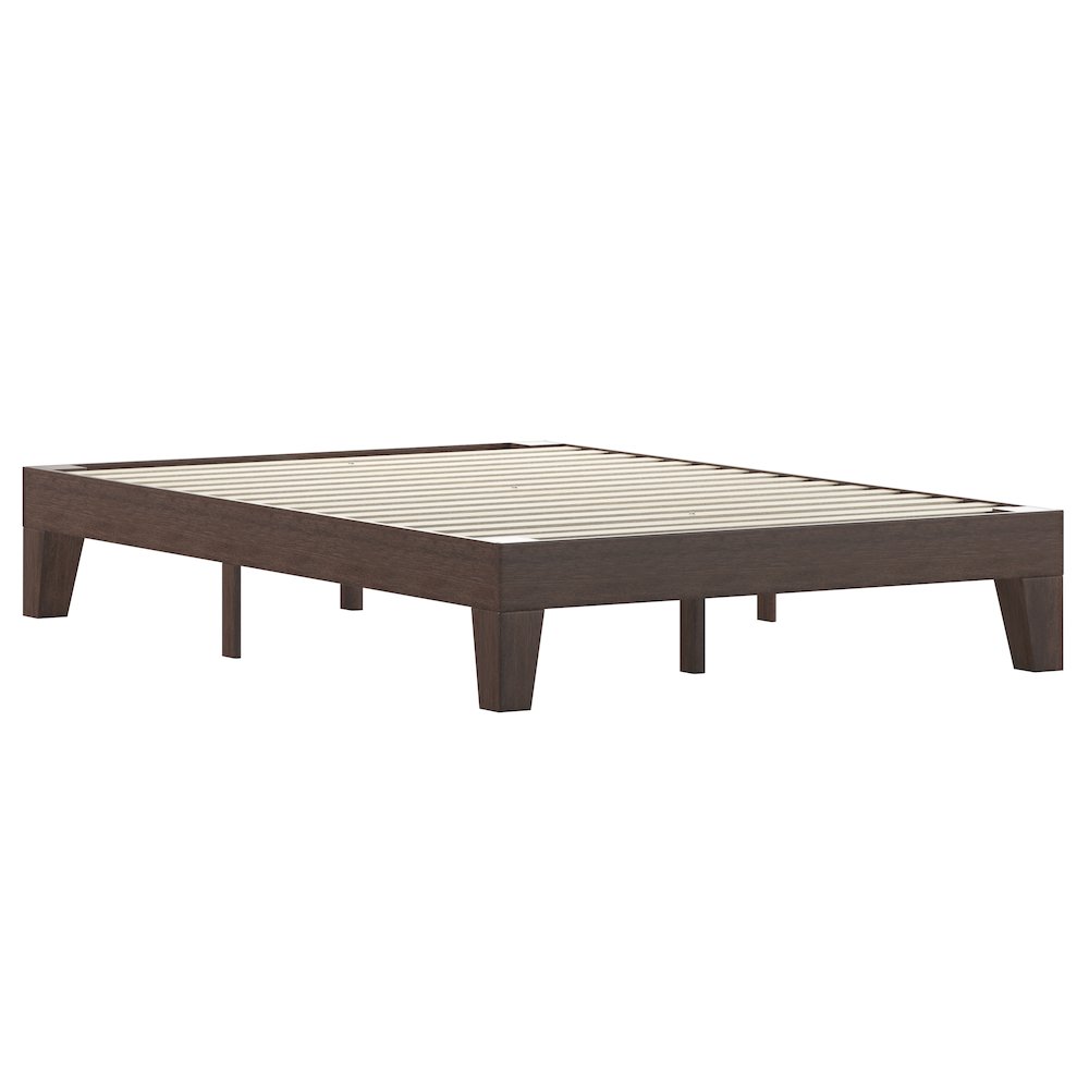 Wood Full Platform Bed with Wooden Support Slats, No Box Spring Required. Picture 1