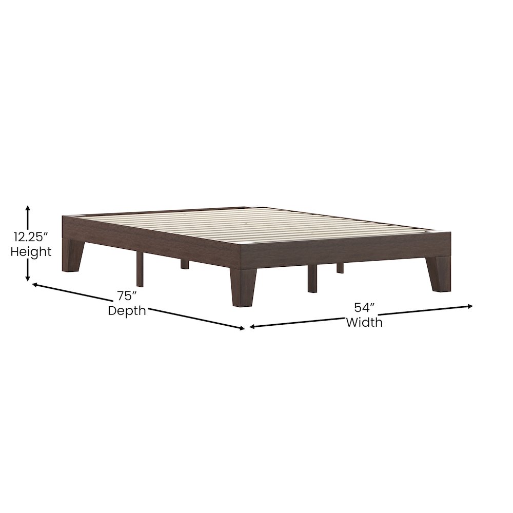 Wood Full Platform Bed with Wooden Support Slats, No Box Spring Required. Picture 5
