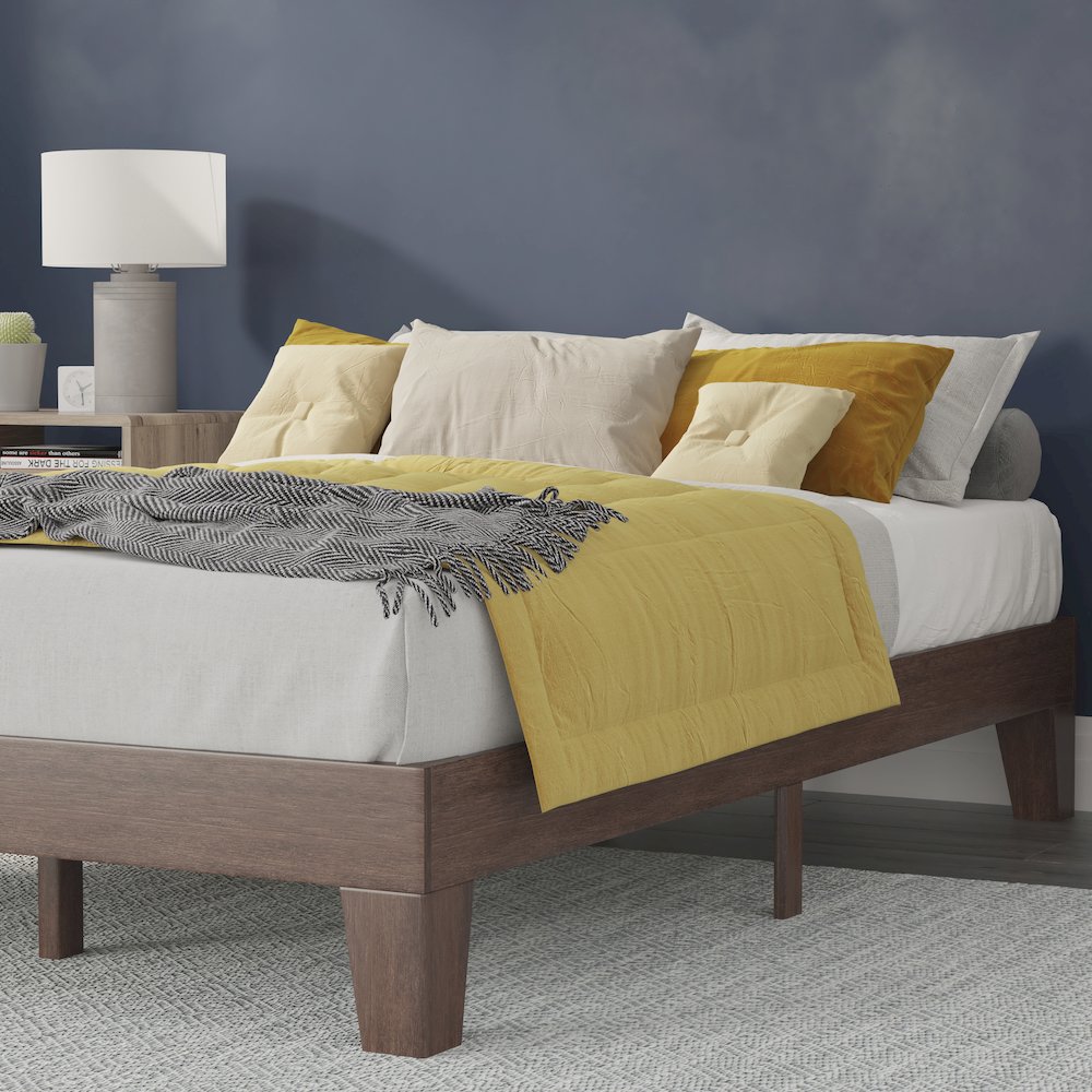 Wood Full Platform Bed with Wooden Support Slats, No Box Spring Required. Picture 6